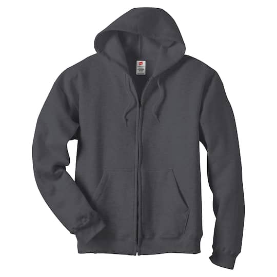 Hanes EcoSmart Fleece Full-Zip Men's Hoodie in Charcoal Heather | Small | Michaels®